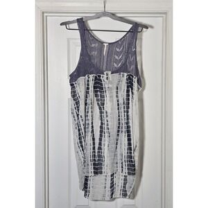 Free People Blue Susquehanna Crochet Tie Dye Tank Top Cami Boho Size Large